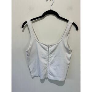 Abercrombie & Fitch tank top size M white hook closure front ribbed cropped